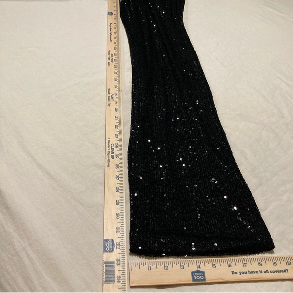 NWT Dress the Population Black Sequined Wide Leg Dina Pant | Inseam 32.5 - Picture 5 of 15